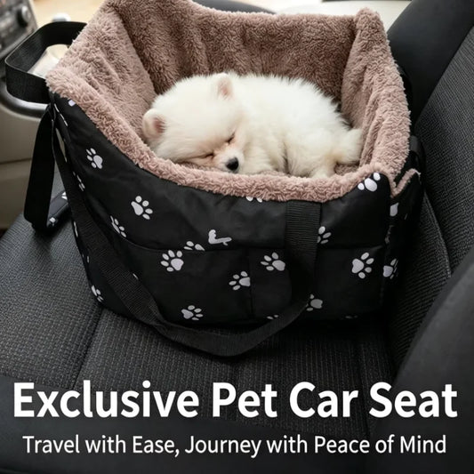 Portable Pet Car Carrier Center Console Dog Seat Safety Seat for Small Dogs Cats Paw Print Design Pet Bed for Car Travel