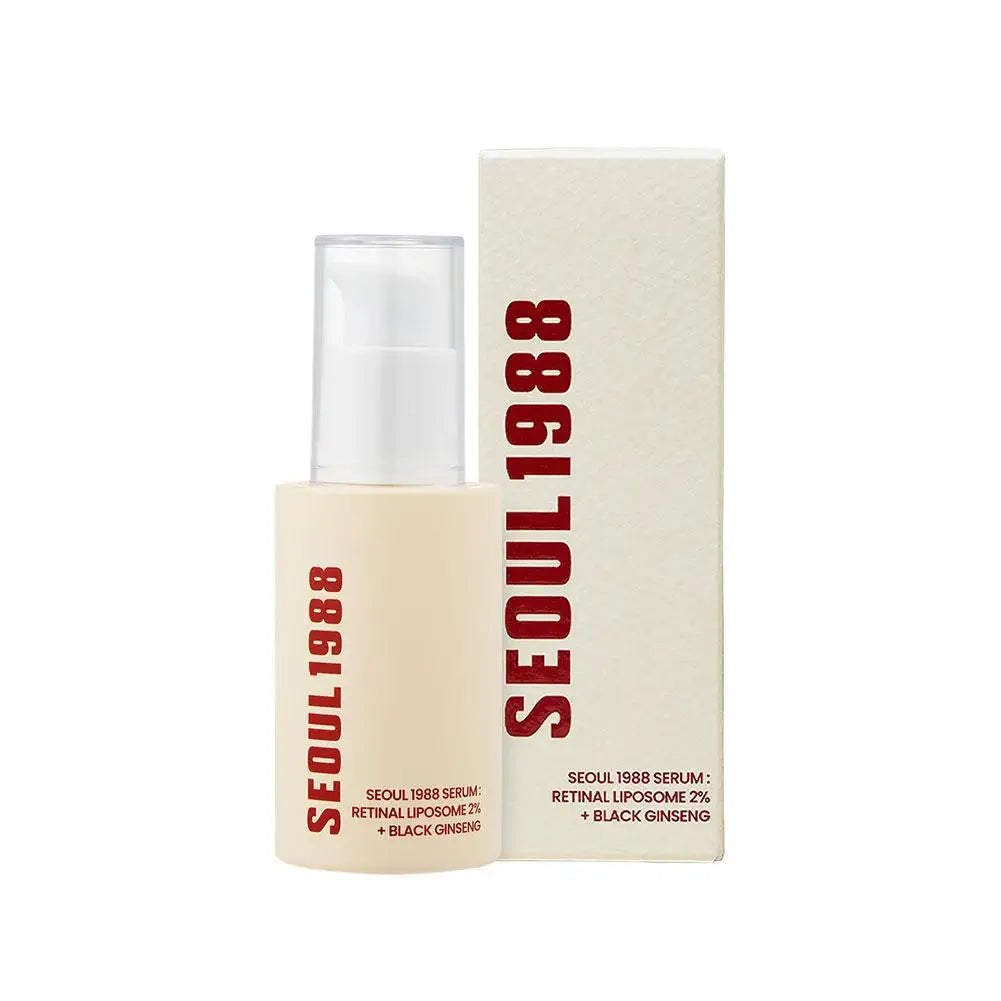 Korean Seoul 1988 Set Retinol Eye Cream Face Serum 2% Black Ginseng Niacinamide Rice VC Improve Closed Comedones Brighten Skin