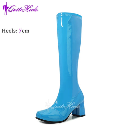 Costumes 60s 70s Go Go Boot Retro1960s Ladies Women's Knee-High Boots Fancy Dress Gogo Party Dance Gothic Shoes Large Size 36-46