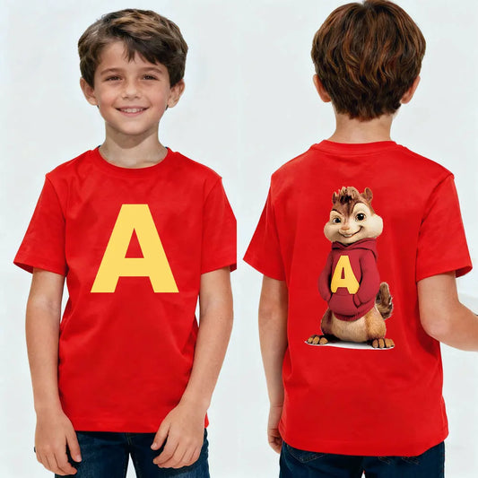 Alvin and The Chipmunks Funny Duplex Printing Tshirt Boys and Girls Fashion Casual Streetwear Child Daily Life Cotton Tee Tops