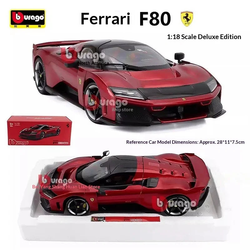 Bburago 1:18 Ferrari F80 Hardcover Full Open Model  Simulation Alloy Miniature Die-Casting Model Custom Gifts