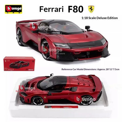 Bburago 1:18 Ferrari F80 Hardcover Full Open Model  Simulation Alloy Miniature Die-Casting Model Custom Gifts