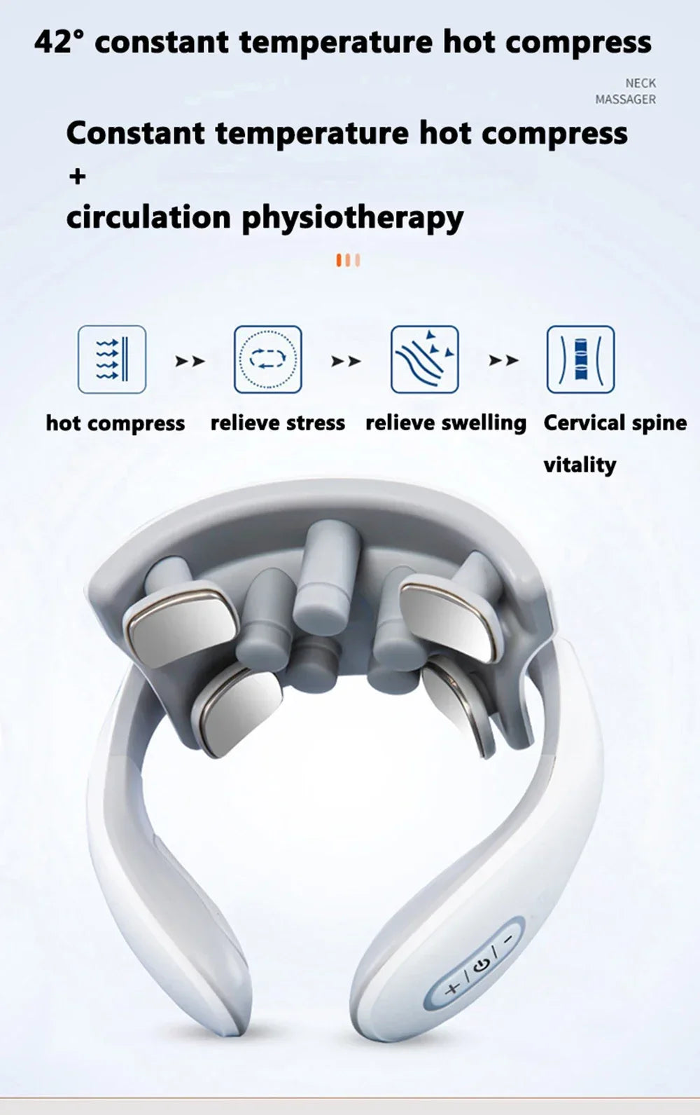 Smart Neck And Back Massager Device Shoulder Neck Massage Cervical Vertebra Vibrator Heating Relieve Pain Muscle Care