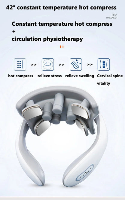 Smart Neck And Back Massager Device Shoulder Neck Massage Cervical Vertebra Vibrator Heating Relieve Pain Muscle Care