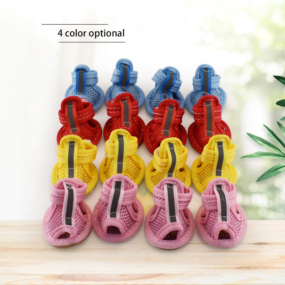 4PCS/set Summer Dog Shoes Breathable Sandals for Dog Cat Walking Running Outdoor Anti Slip Paw Protectors & Pet Gifts