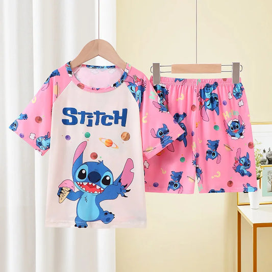 Toddler Baby Girls Boys Minnie Mouse Pajamas Sets Summer Short Sleeve Pyjama Stitch Enfant Baby Pijama Kids Night Wear Homewear Pjs