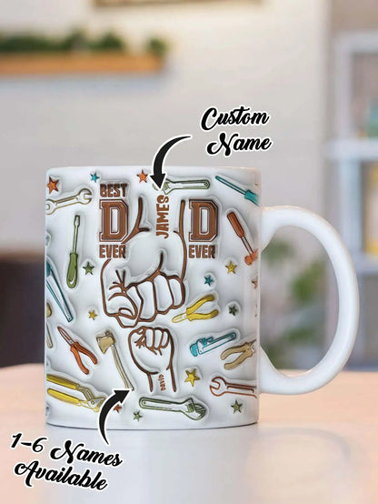 Personalized Dad Mug for Father's Day Custom Name Coffee Cup with 3D Text Effect Custom Name Coffee Cup Gift for Daddy Grandpa