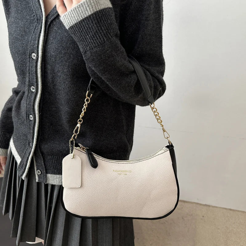 Cherry Pendant Crossbody Bag for Women PU Leather Crescent Bag Adjustable Strap Underarm Bag Closure Handbag for Work Travel