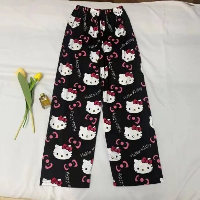 Hello Kitty pajamas summer thin loose casual pants cartoon walking home pants girlfriends can wear outside