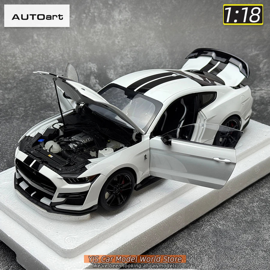 AUTOART New 1/18 scale Ford Mustang Shelby GT500 WHITE SILVER  Sports car model Static display Collection Holiday gift 73097
