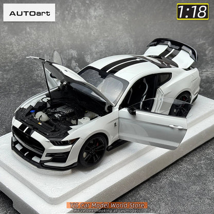 AUTOART New 1/18 scale Ford Mustang Shelby GT500 WHITE SILVER  Sports car model Static display Collection Holiday gift 73097