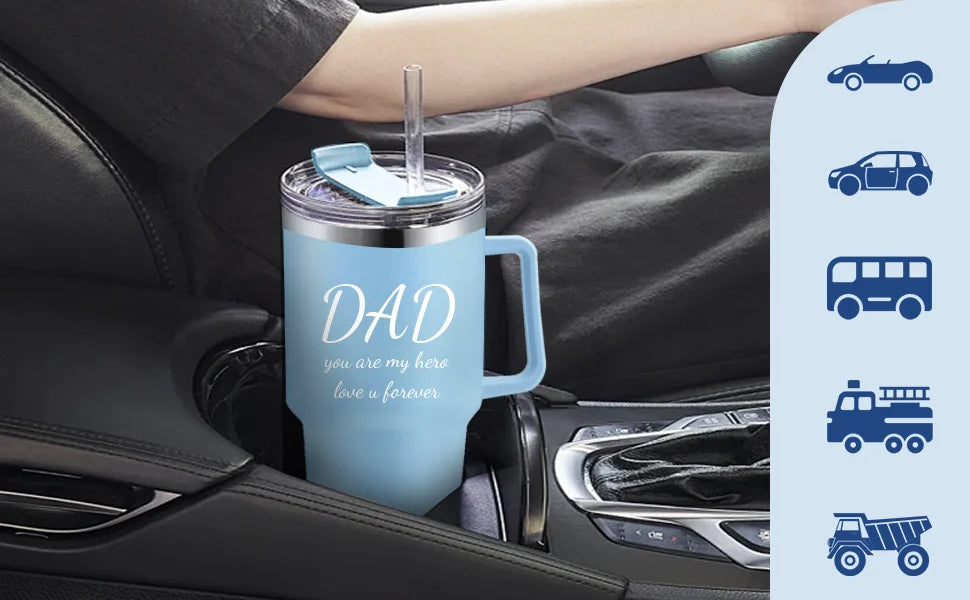 Personalized 40oz Customized Thermos Cups/Handle & Straw - Custom Name/Photo Insulated Stainless Steel Cup