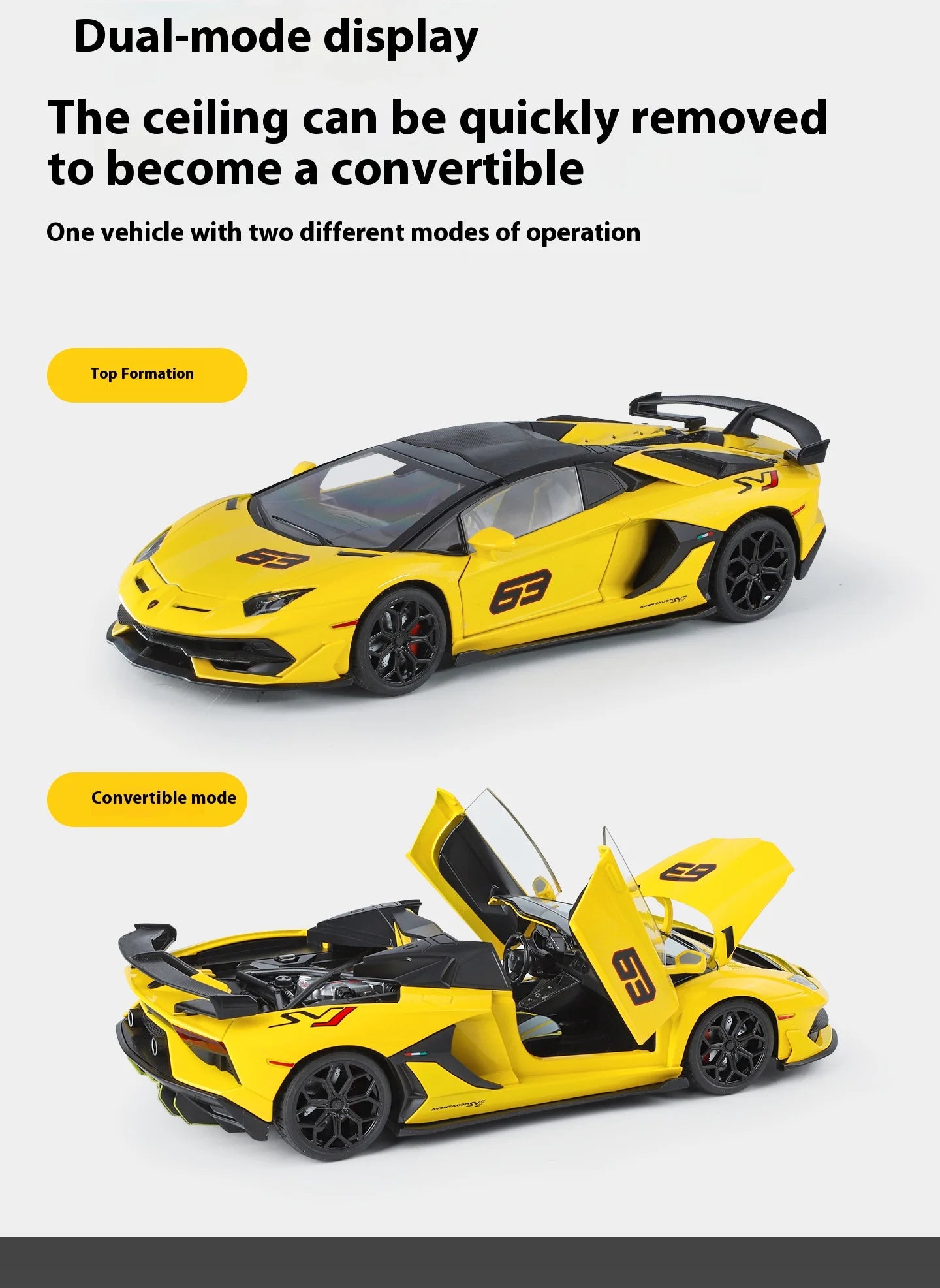 Large 1/18 Aventador SVJ Supercar Model Simulation Interior Details Adult Collection Ornaments