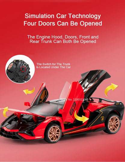 BYD YANGWANG U9 1:24 Cars Miniature Models Toys Wheel Shock Absorption Light Music Supercar