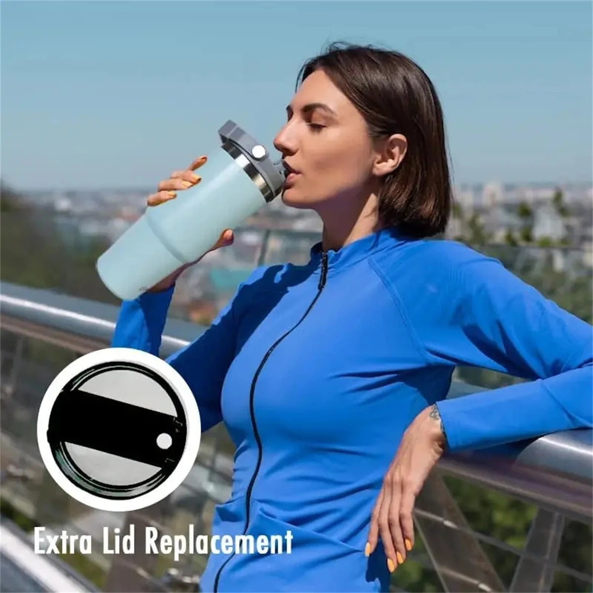 Vacuum Tumbler with Lid Stainless Steel Portable Water Bottle with Dazzling Handle Insulated Tumbler Tote Handle 20/30oZ