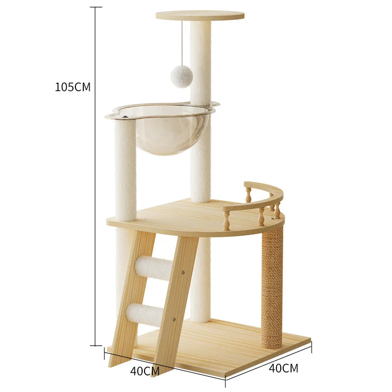 Multi Level Cat Tree Cat Condo Double Space Capsule Cat Tower Scratch Post Plush Bed Indoor Modern Pet Furniture Cat Furniture