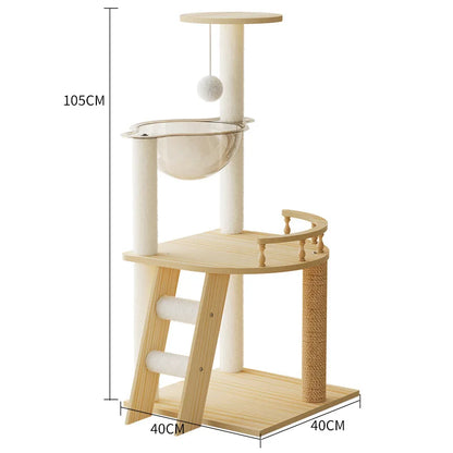 Multi Level Cat Tree Cat Condo Double Space Capsule Cat Tower Scratch Post Plush Bed Indoor Modern Pet Furniture Cat Furniture