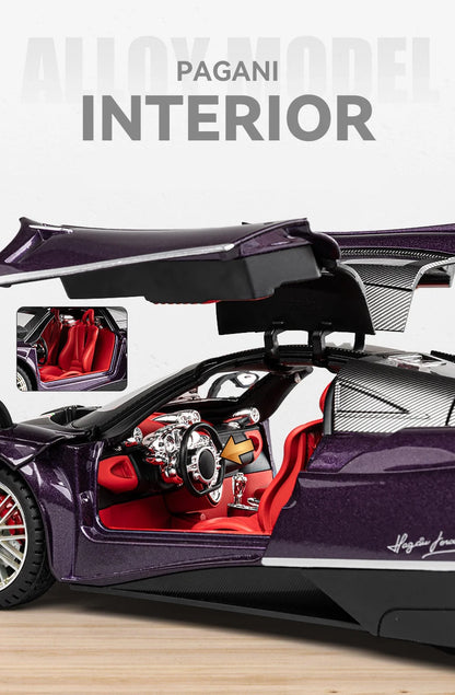 Pagani Huayra Dinastia 1:18 Alloy Racing Car Model Diecasts Metal Sports Car Vehicles Model Simulation Sound Light Kids Toy Gift