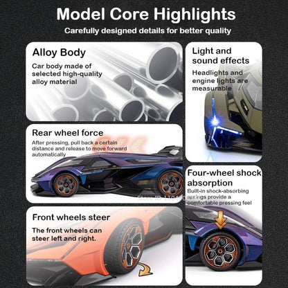 Lambor V12 Apollo EVO 1:18 Model Car Diecast Alloy Car Doors Opened Sound Light Pull Back Miniature Sportscar Collect Decoration