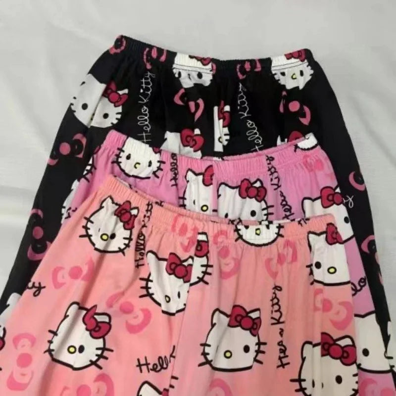 Hello Kitty pajamas summer thin loose casual pants cartoon walking home pants girlfriends can wear outside
