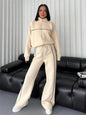 Sweatshirt Two-piece Suit Women's Oversize Striped Casual Sports Sets Zipper-up Short Jacket Straight Trousers 2-piece Sets