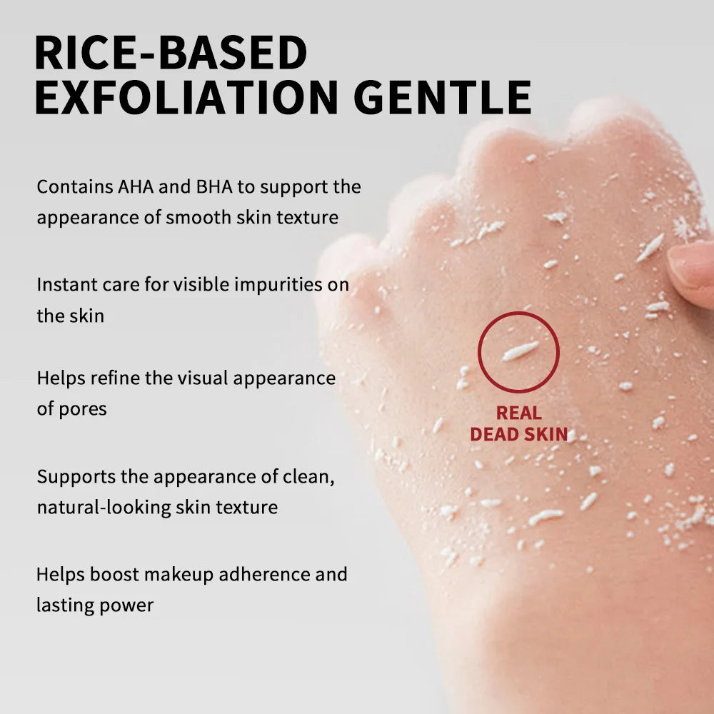 Lakrain Rice Peeling Ampoule Soft Exfoliating Face and Body Scrub Dead Skin Cells Blackhead Remover for All Skin Types  korean skin care