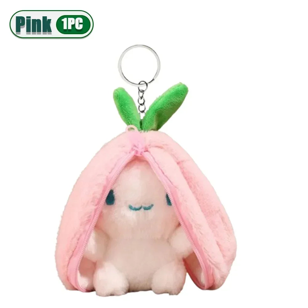 Creative Doll New Design Toys Cute Fruit Mini Bag Key Chains Light Pendant Soft Rabbit Car Plush Keychain Easter Gifts