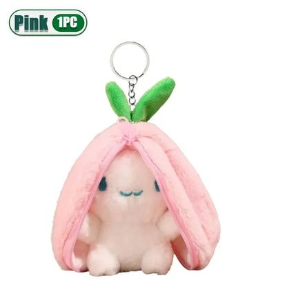 Creative Doll New Design Toys Cute Fruit Mini Bag Key Chains Light Pendant Soft Rabbit Car Plush Keychain Easter Gifts