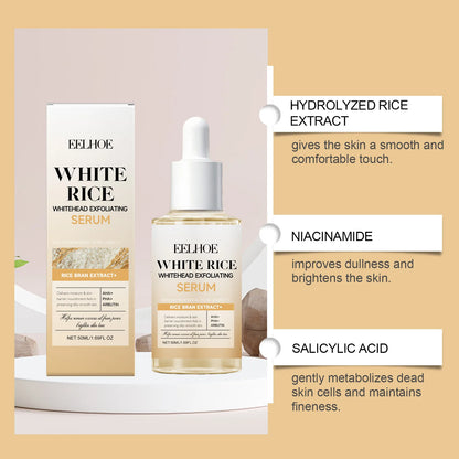 eelhoe Black & White Rice Exfoliating Serum Set BHA Niacinamide Pore Minimizing & Brightening Blackhead Whitehead Remover Skincare Set