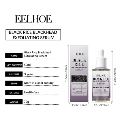 eelhoe Black Rice Exfoliating Serum Gentle Daily Facial Peel with Lactobionic Acid Squalane Hydrating Brightening Essence Glowing Skin