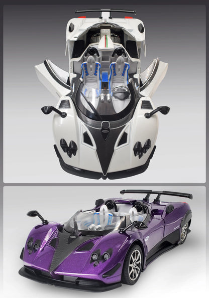 Simulated Super Sports 1:24 Car Zonda Alloy Car Model, Sound and Light Ornaments, Car Collection Toy Gift