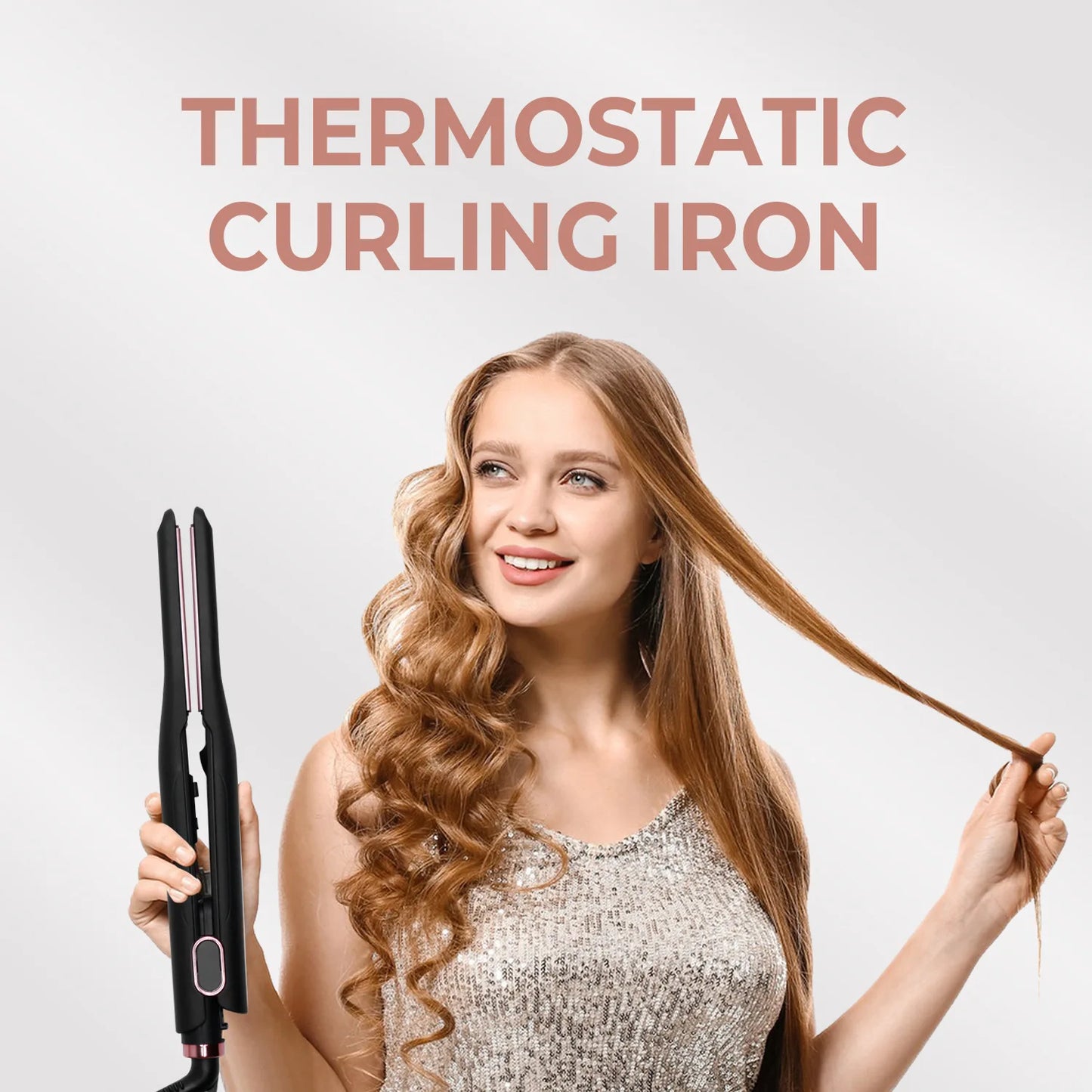 Small Flat Iron for Short Hair, Temperature Adjustable Pencil Flat Iron Fast Heat Up Beard Straightening Iron