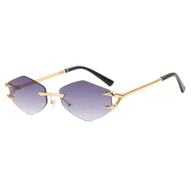 Small Frame Hexagon Sunglasses Women 2026 Luxury Brand Metal Rimless Rhombus Sun Glasses For Female Retro Polygon Eyewear UV400