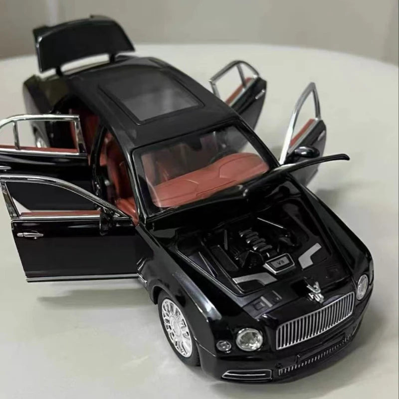 Diecast 1:24 Scale Bentley Mulsanne Alloy Model Car Collection Vehicle Simulation Sound & Light Metal Toy Gift