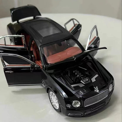 Diecast 1:24 Scale Bentley Mulsanne Alloy Model Car Collection Vehicle Simulation Sound & Light Metal Toy Gift