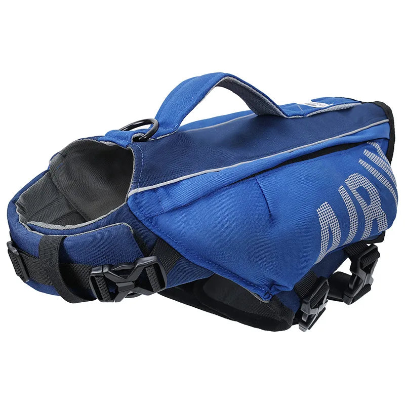 Dog Life Jacket with Airbag & Reflective Strips, Adjustable Dog Vest for Swimming Safety, Oxford Cloth, S/M/L, Red/Army/Blue