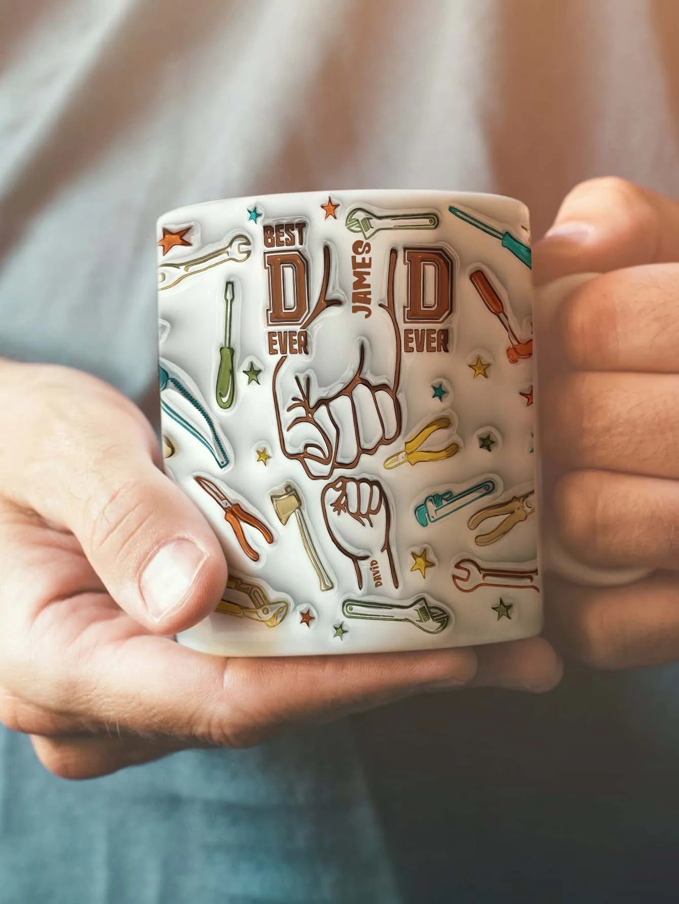 Personalized Dad Mug for Father's Day Custom Name Coffee Cup with 3D Text Effect Custom Name Coffee Cup Gift for Daddy Grandpa