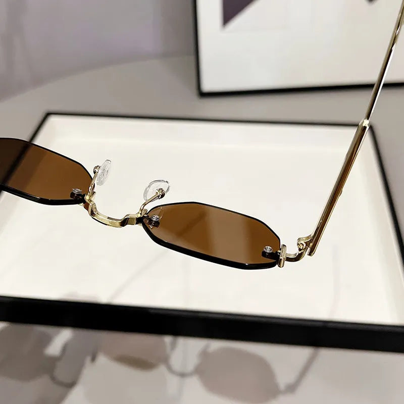 New Rimless Luxury Sunglasses Women 
 Diamond Cut Sun Shades For Man And Women Designer Brand Glasses UV400 Frameless Eyewear