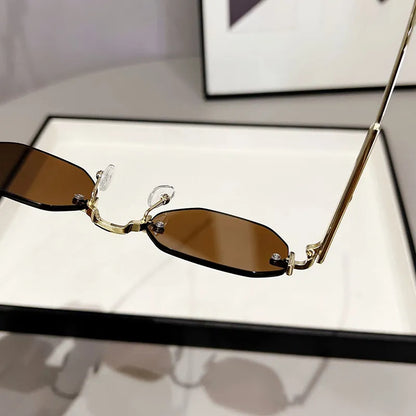 New Rimless Luxury Sunglasses Women 
 Diamond Cut Sun Shades For Man And Women Designer Brand Glasses UV400 Frameless Eyewear