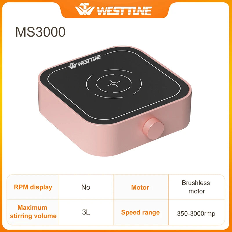 WESTTUNE Laboratory Magnetic Stirrer 3000PRM Magetic Mixer Max Stirring 3L Capacity Stir Plate with 2 PCS Stir Bar (No Heating)