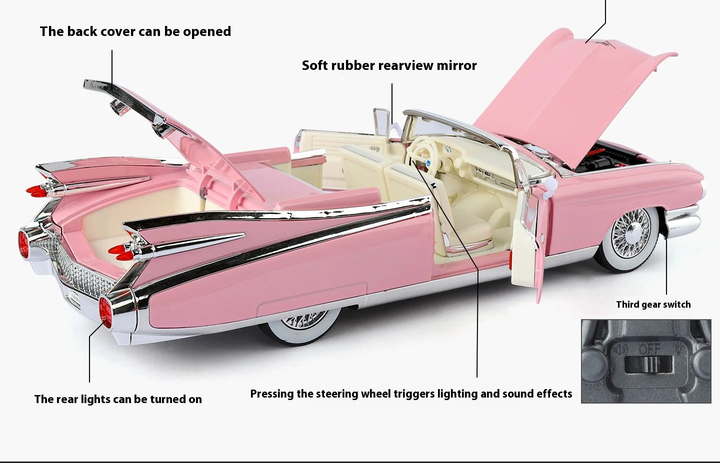Retro luxury 1:24 convertible sports car alloy model, exquisite desktop ornaments, best collection for car model enthusiasts