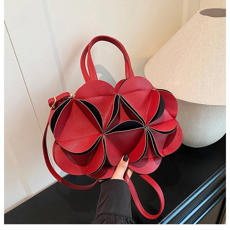 2026 High Quality Niche Bags Waterproof and Durable Design Sense Crossbody Bags PU Flowers Clock Shape Zipper Circular Bags