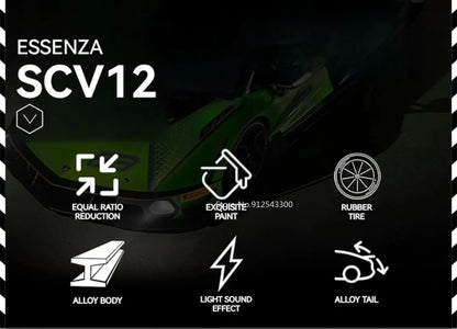 Lambor SCV12 LP770- 1:24  Car Model Alloy Diecast Sound Light Pull Back Doors Opened Vehicle Models Toy