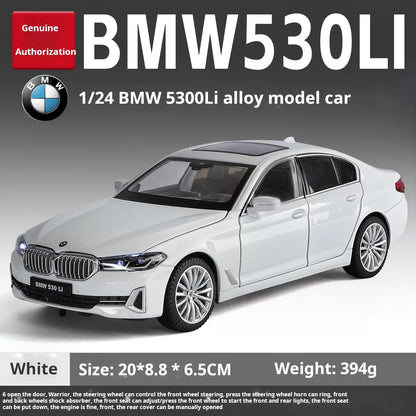 BMW 530 1:24 Scale Diecast car Model Toy with Sound & Light Pull Back Gift collectible ornaments