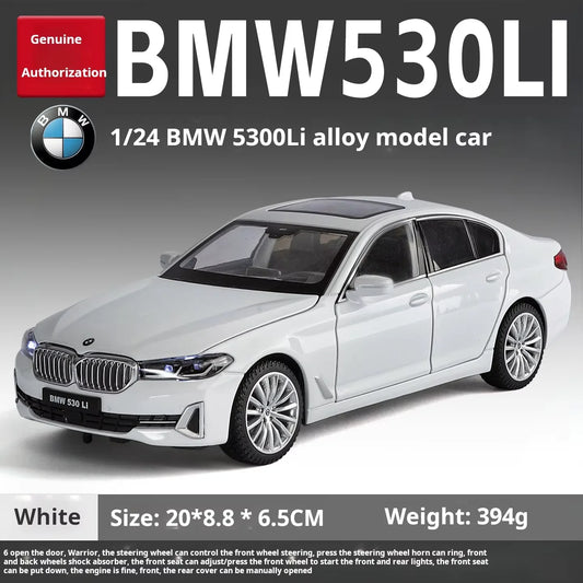 BMW 530 1:24 Scale Diecast car Model Toy with Sound & Light Pull Back Gift collectible ornaments