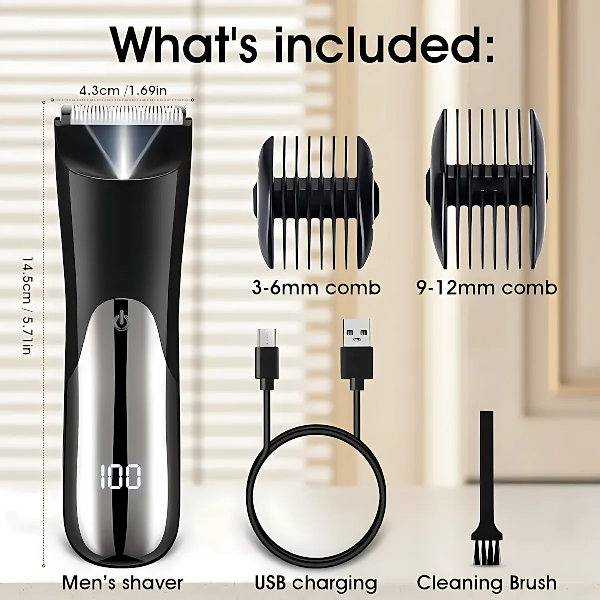 Trimmer Shaver For Man Electric Beard Whisker Sideburns Razor Electric USB Rechargeable Li-ion Battery Display Body Hair Removal