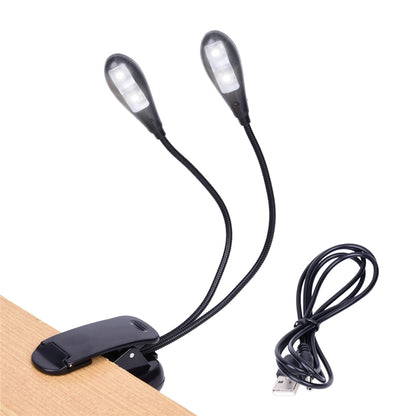 Music Stand Light, Clip on LED Book Lights, USB and AAA Battery Operated, Reading Lamp in Bed, 4 Brightness Levels, Ideal for Bo