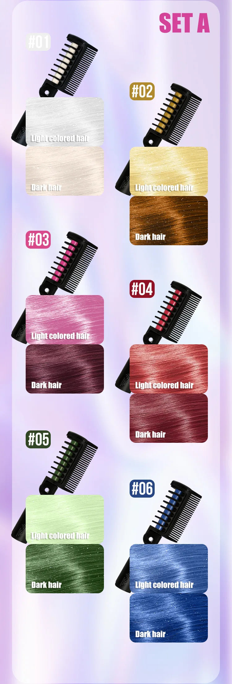 Disposable Hair Color Brush Washable Temporary Dye Comb No Loss Folding Styling Stick For Home DIY Colorful