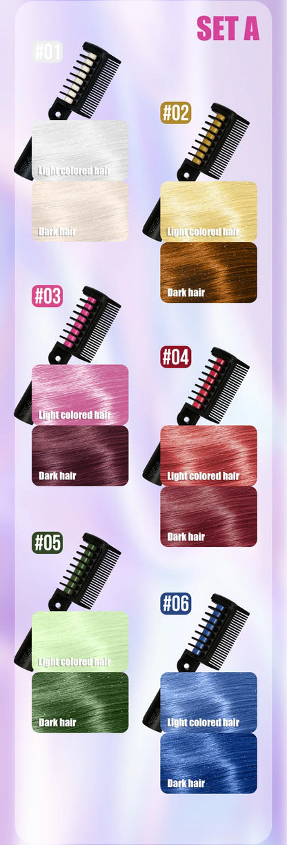 Disposable Hair Color Brush Washable Temporary Dye Comb No Loss Folding Styling Stick For Home DIY Colorful