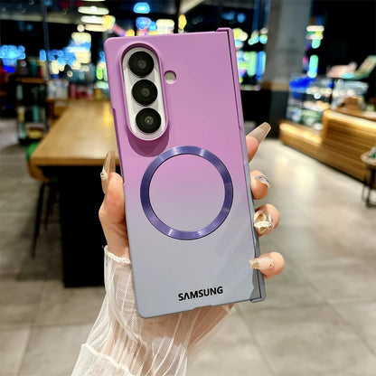 Soft Liquid Silicone Gradient Magnetic Case for Samsung Galaxy Z Fold 7 6 5 4 Zfold3 Case For Magsafe Charging Shockproof Cover